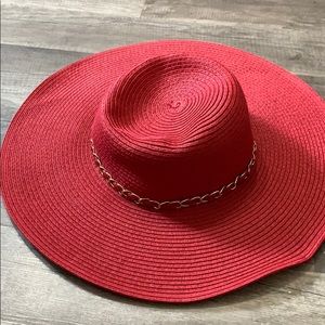 Milano- Red -Wide Brim Straw Hat